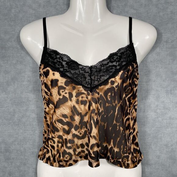 Source Unknown Tops - Leopard print lace cami top.
